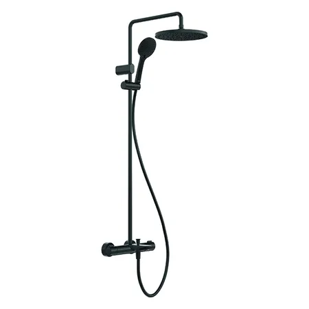 Duravit Wave Душевая система с термостатом, ручной душ с регулировкой высоты, шланг 1600 мм, ручной душ 3 режима, излив 223 мм, цвет: черный матовый