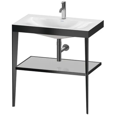 Duravit XViu Консоль напольная, 80x48x85см с полкой, с раковиной без перелива, 1 отв., цвет: black matt/crome