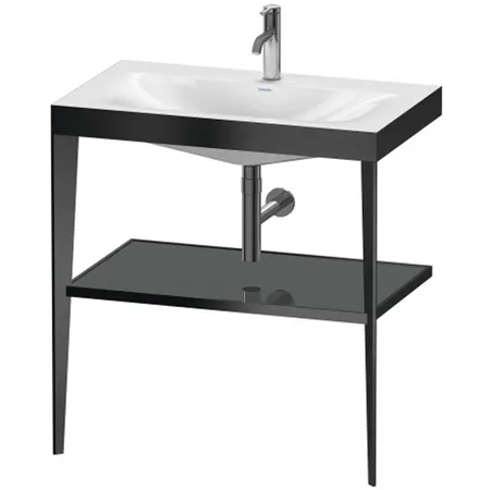 Duravit XViu Консоль напольная, 80x48x85см с полкой, с раковиной без перелива, 1 отв., цвет: black matt/flannel grey high gloss lacquer