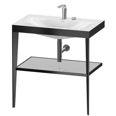 Duravit XViu Консоль напольная, 80x48x85см, с полкой, с раковиной без перелива, 2 отв., цвет: black matt/crome
