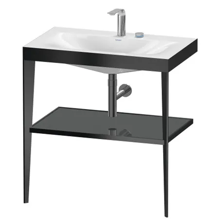 Duravit XViu Консоль напольная, 80x48x85см, с полкой, с раковиной без перелива, 2 отв., цвет: black matt/flannel grey high gloss lacquer