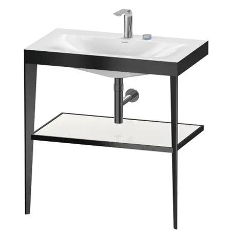 Duravit XViu Консоль напольная, 80x48x85см с полкой, с раковиной без перелива, 2 отв., цвет: black matt/white high gloss lacquer