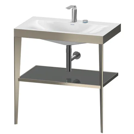 Duravit XViu Консоль напольная, 80x48x85см с полкой, с раковиной без перелива, 2 отв., цвет: champagne matt/flannel grey high gloss lacquer