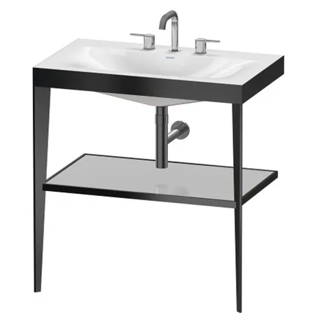 Duravit XViu Консоль напольная, 80x48x85см, с полкой, с раковиной без перелива, 3 отв., цвет: black matt/crome