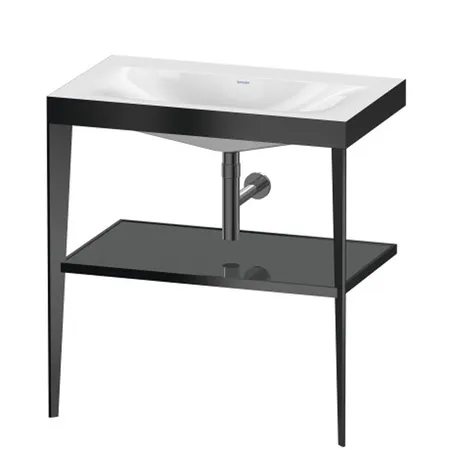Duravit XViu Консоль напольная, 80x48x85см, с полкой, с раковиной без перелива, без отв., цвет: black matt/black high gloss lacquer