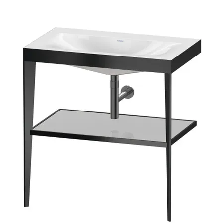 Duravit XViu Консоль напольная, 80x48x85см, с полкой, с раковиной без перелива, без отв., цвет: black matt/crome