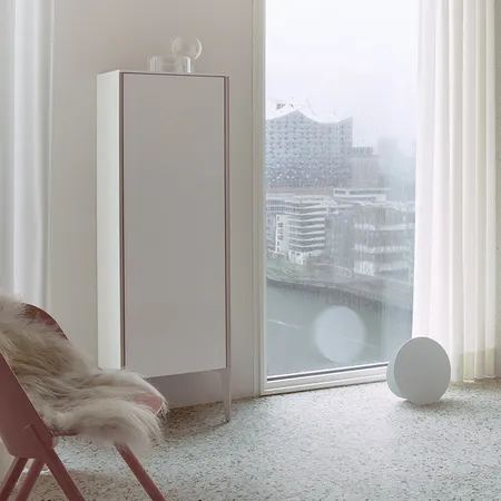 Duravit XViu Шкаф подвесной 50x36x177см с 3 стеклянными полками, 1 дверь, (петли слева), цвет: champagne matt/white high gloss