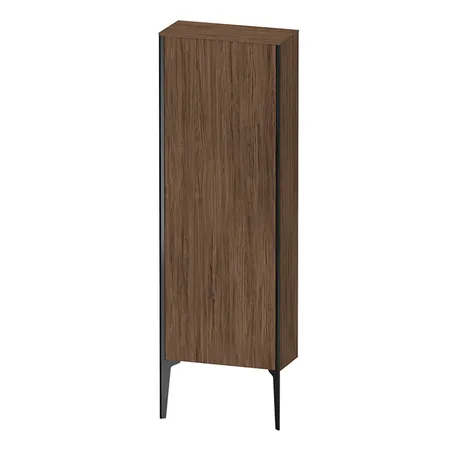Duravit XViu Шкаф подвесной 50x24x133см, с 1 дверью, 3 стеклянными полками (петли слева), цвет: walnut dark/черный матовый