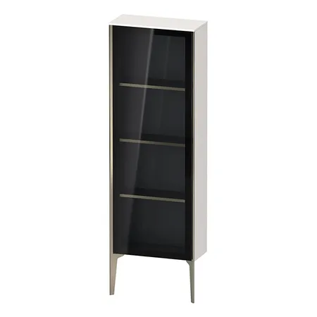 Duravit XViu Шкаф подвесной со стеклянной дверью 50x24x133см, 3 стеклянные полки (петли слева), цвет: белый глянцевый/champagne matt