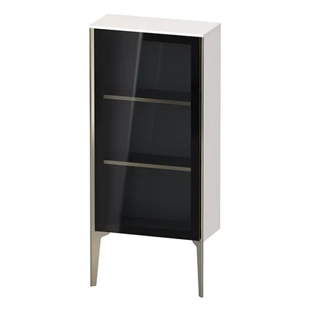 Duravit XViu Шкаф подвесной со стеклянной дверью 50x24x89см, 2 стеклянные полки (петли слева), цвет: белый глянцевый/champagne matt