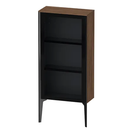 Duravit XViu Шкаф подвесной со стеклянной дверью 50x24x89см, 2 стеклянные полки (петли справа), цвет: walnut dark/черный матовый