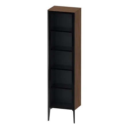 Duravit XViu Шкаф подвесной со стеклянной дверью 50x36x177см, 4 стеклянные полки (петли справа), цвет: walnut dark/черный матовый
