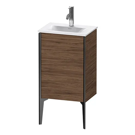 Duravit XViu Тумба подвесная 43x31x59.1см, с раковиной, 1 дверь, (петли справа), цвет: walnut dark/черный матовый