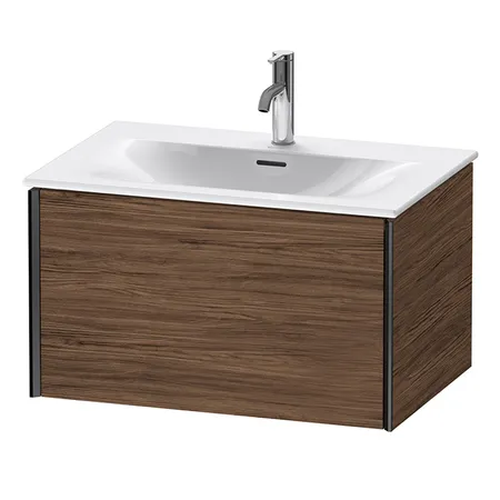 Duravit XViu Тумба подвесная 71x48x39.7см, с раковиной, 1 ящик, цвет: walnut dark/черный матовый
