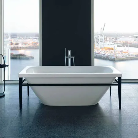 Duravit XViu Ванна отдельностоящая 160х80см, акриловая бесшовная панель, слив-перелив,, цвет: матовый черный