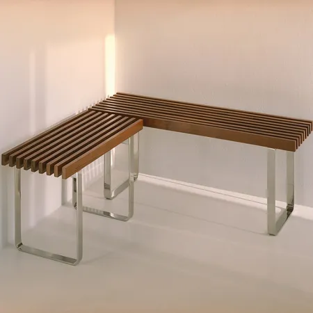 Eﬀegibi Topkapi Скамейка 75x35x44см, цвет: нержавеющая сталь/бирманский тик