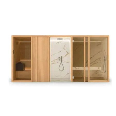 Effegibi Yoku Spa Door Сауна&Хаммам 444x170х217см, угловая Sx, цвет: чёрный орех/Calacatta Gold Extra