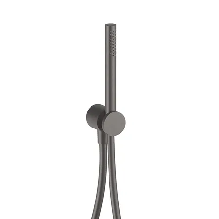 Fantini AF/21 Душевой набор: вывод воды на 1/2”, шланг 150 см, ручная лейка FIT, держатель для лейки, цвет: Matt Gun Metal PVD