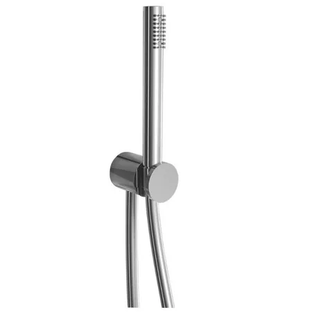 Fantini AF/21 Душевой набор: вывод воды на 1/2”, шланг 150 см, ручная лейка FIT, держатель для лейки, цвет: матовая натуральная сталь