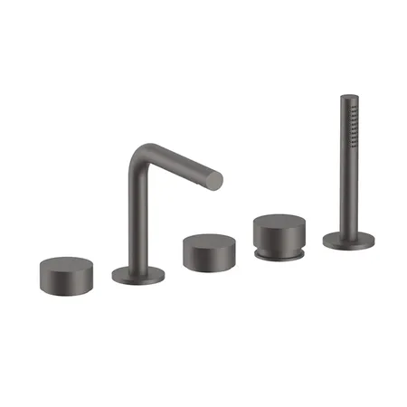 Fantini AF/21 Набортный смеситель для ванны, 5 отв., излив: 155 мм, цвет: Matt Gun Metal PVD