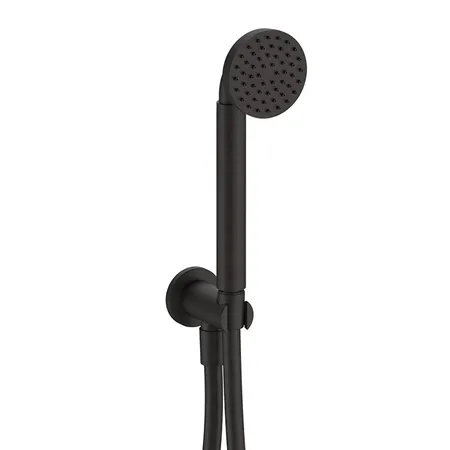 Fantini Icona Classic Душевой набор: ручная лейка со шлангом и держателем,круглая розетка, выпуск 1/2, цвет: Deep Black PVD