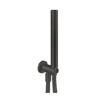 Fantini Milano Душевой набор: вывод воды на 1/2”, шланг 150 см, ручная лейка FIT, держатель для лейки, цвет: Matt Gun Metal PVD