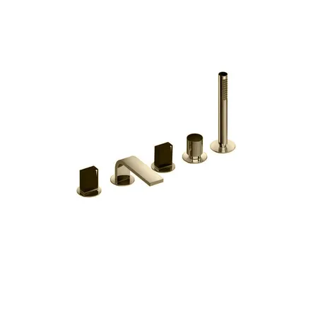 Fantini Venezia In Смеситель для ванны, набортный, 5 отв., излив: 160 мм, цвет: Matt British Gold PVD