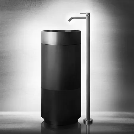 Gessi 316 Раковина 40x90 см, без отв., напольная, отдельностоящая, с сифоном, слив в пол, цвет: Steel brushed