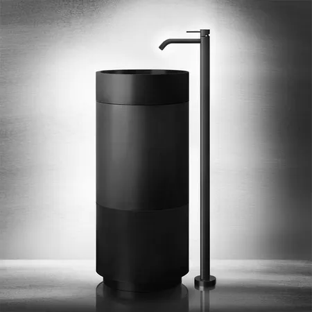 Gessi 316 Раковина 40x90 см, без отв., напольная, отдельностоящая, с сифоном, слив в пол, цвет: Black metal brushed PVD