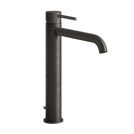 Gessi 316 Смеситель для раковины на 1 отв., высокий h:305мм, с донным клапаном, излив: 156мм, цвет: brushed black metal pvd