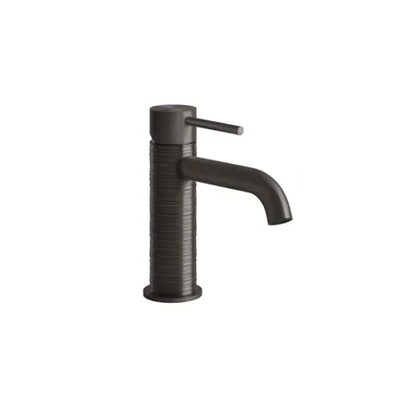 Gessi 316 Смеситель для раковины на 1 отверстие, без донного клапана, излив 123мм, цвет: brushed black metal pvd