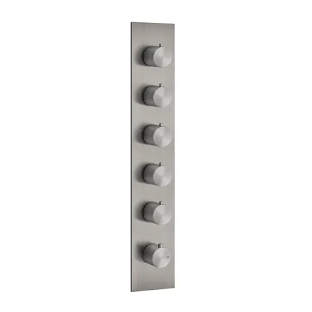 Gessi 316 Встраиваемый термостатический смеситель на 5 источников, резьба 3/4", внешняя часть, цвет: steel brushed