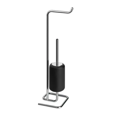 Gessi Goccia Стойка 61.4см., с держателем для туалетной бумаги и ершиком, напольная, цвет: хром/черный