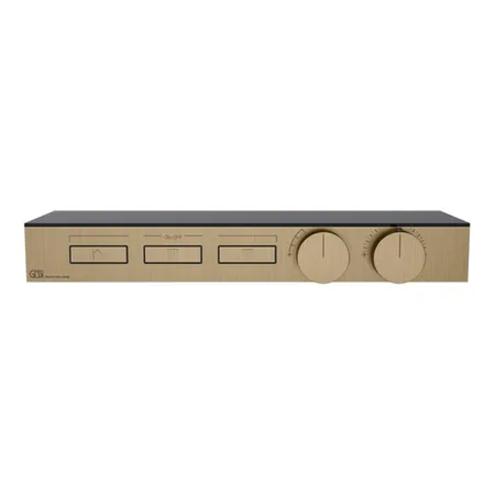 Gessi Hi-Fi Термостат для душа, с вкл. до 3 источников одновременно, с полкой из черного мат. стекла, внешняя часть, цвет: Warm bronze brushed PVD