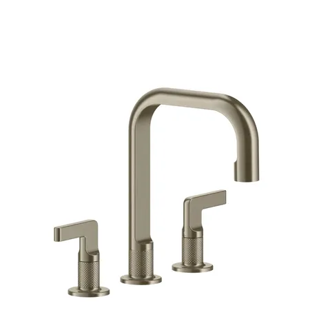 Gessi Inciso Смеситель для раковины на 3 отверстия с донным клапаном, излив 160мм, h=240мм Цвет: finox