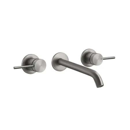 Gessi Intreccio Встраиваемый смеситель для раковины на 3 отверстия с изливом, без донного клапана, внешняя часть, цвет: шлифованная сталь
