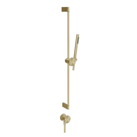 Gessi Origini Штанга в комплекте с душевой лейкой, шланг 150см и вывод воды, с вставкой, цвет: Brushed Brass PVD