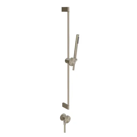 Gessi Origini Штанга в комплекте с душевой лейкой, шланг 1,50 м и вывод воды. в компл с отд вставкой, цвет: Finox Brushed Nickel