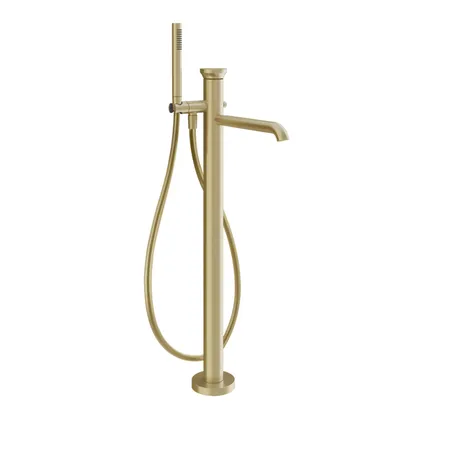 Gessi Origini Смеситель для ванны, наполньный, с ручной лейкой, в комплекте вставка., цвет: Brushed Brass PVD