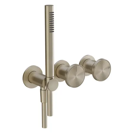 Gessi Origini Смеситель для ванны встраиваемый на 2 выхода, с ручной лейкой, цвет: Finox Brushed Nickel (внешняя часть)
