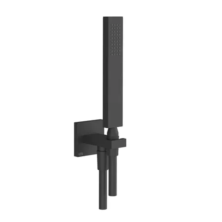 Gessi Rettangolo Душевой комплект: вывод на 1/2”, держатель, шланг 1,5м и душевая лейка, цвет: Black XL