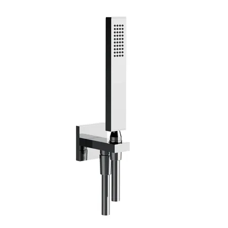 Gessi Rettangolo Душевой комплект: вывод на 1/2”, держатель, шланг 1,5м и душевая лейка, цвет: хром