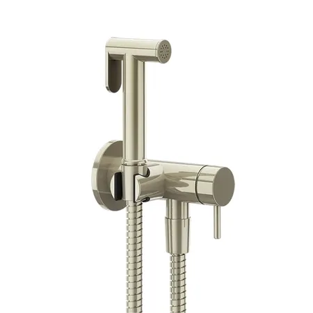 Gessi Cono GESSI TOTAL LOOK Гигиенический душ с наст. держ. со смесителем,с подводом воды и шлангом 1250 мм., цвет: Nickel PVD