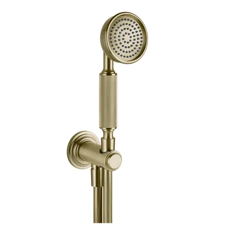 Gessi Venti20 Комплект для душа с ручным душем, шлангом 150см., держателем с подводом воды, цвет: Brushed Brass PVD