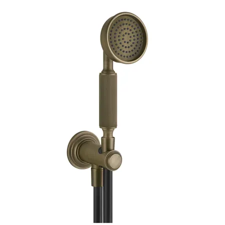 Gessi Venti20 Комплект для душа с ручным душем, шлангом 150см., держателем с подводом воды, цвет: Antique Brass