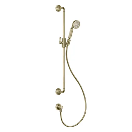 Gessi Venti20 Штанга для душа 80см., с ручным душем, шлангом 150см. и подводом воды, цвет: Brushed Brass PVD