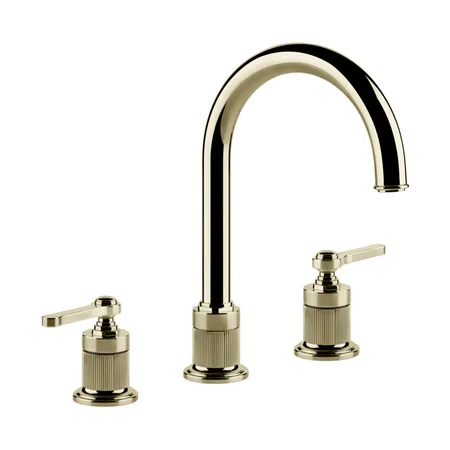 Gessi Venti20 Смеситель для раковины на 3 отверстия, высота излива 168 мм., в комплекте с донным клапаном, цвет: Brass PVD