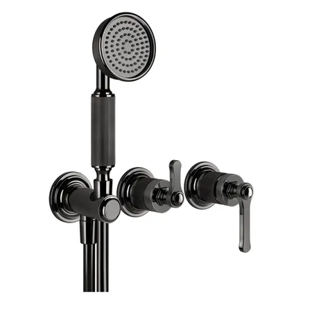 Gessi Venti20 Смеситель встраиваемый, однорычажный, с перекл. на 2 положения, с ручным душем и шлангом 1500 мм., вн часть, цвет: Black Metal PVD