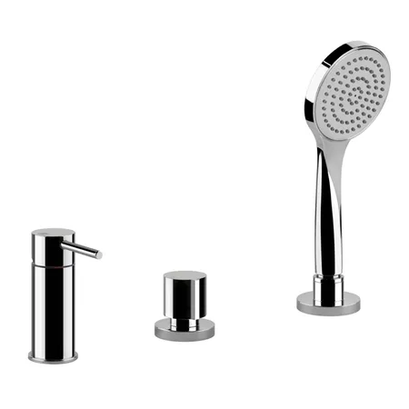 Gessi Emporio Via tortona Смеситель для ванны, на 3 отв., наполнение через слив-перелив, лейка, цвет: хром