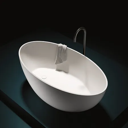 Gruppo Treesse Bali Ванна отдельностоящая 160x85x62h cм, с сливом-переливом и сифоном, Solid Surface, цвет: белый глянцевый